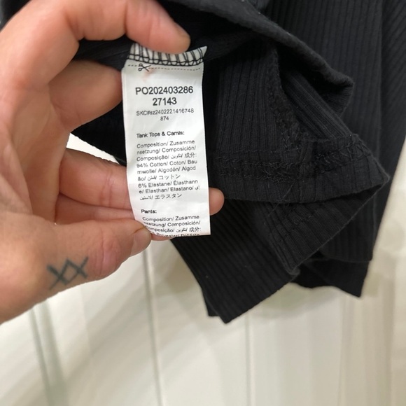 Black Ribbed Spaghetti Strap Top - Picture 2 of 2